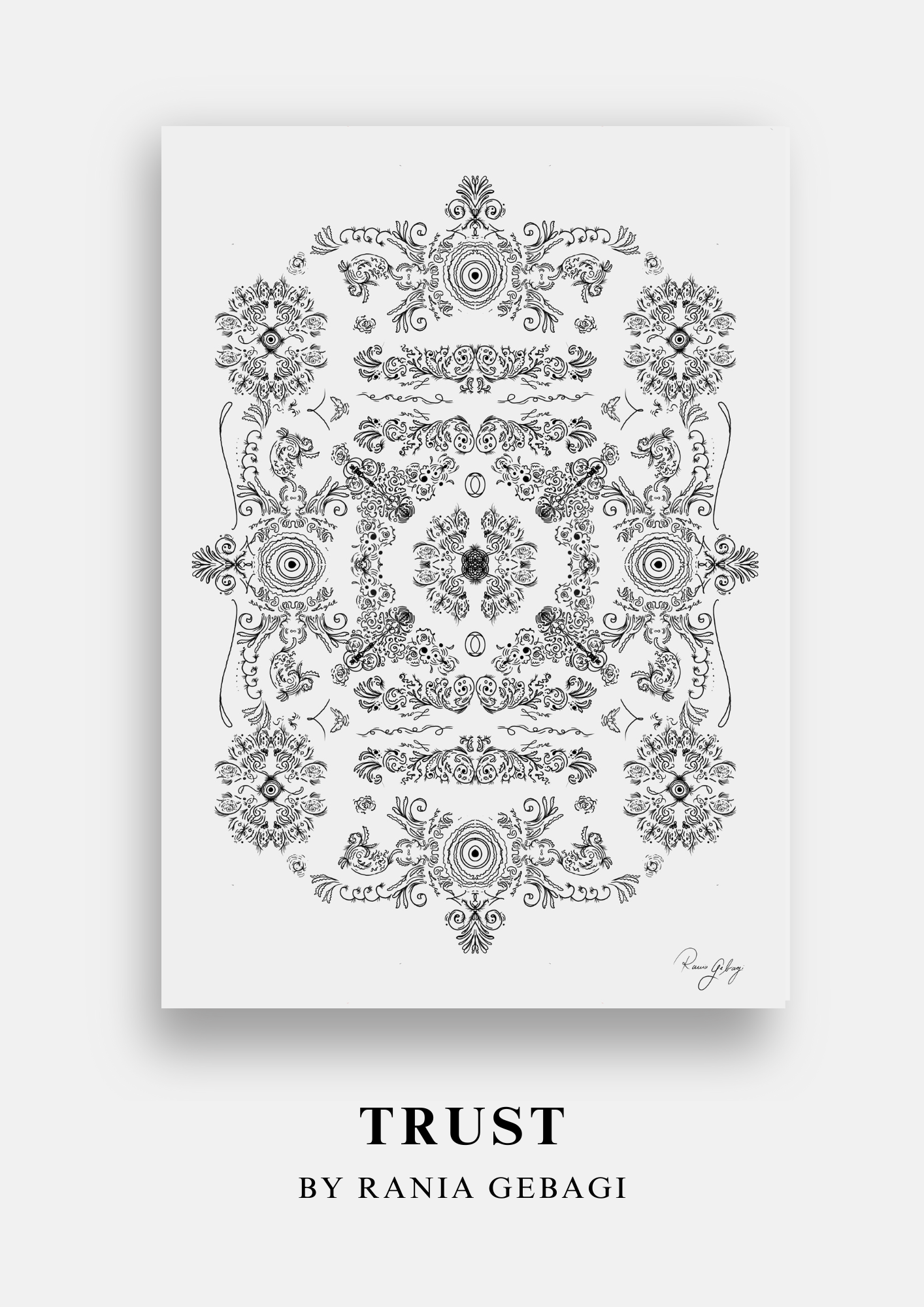 Divine Trust – Hand-Drawn Ornamental Artwork as Digital Wallpaper
