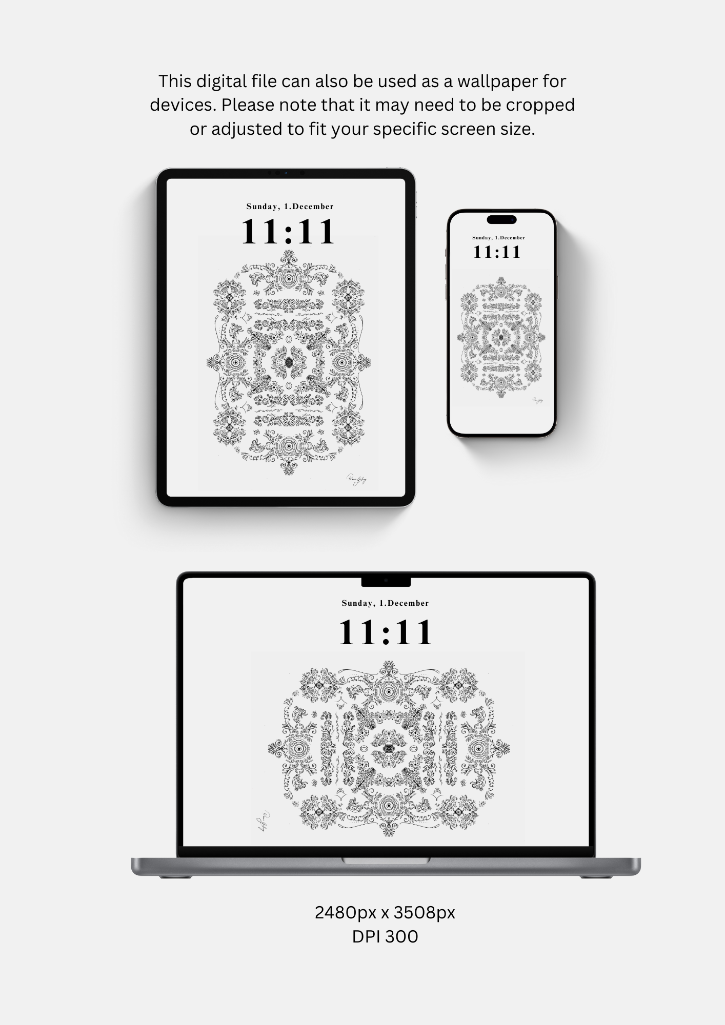 Divine Trust – Hand-Drawn Ornamental Artwork as Digital Wallpaper